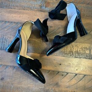 Black Patent Leather Bow Tie Heels with 3.5" Heel